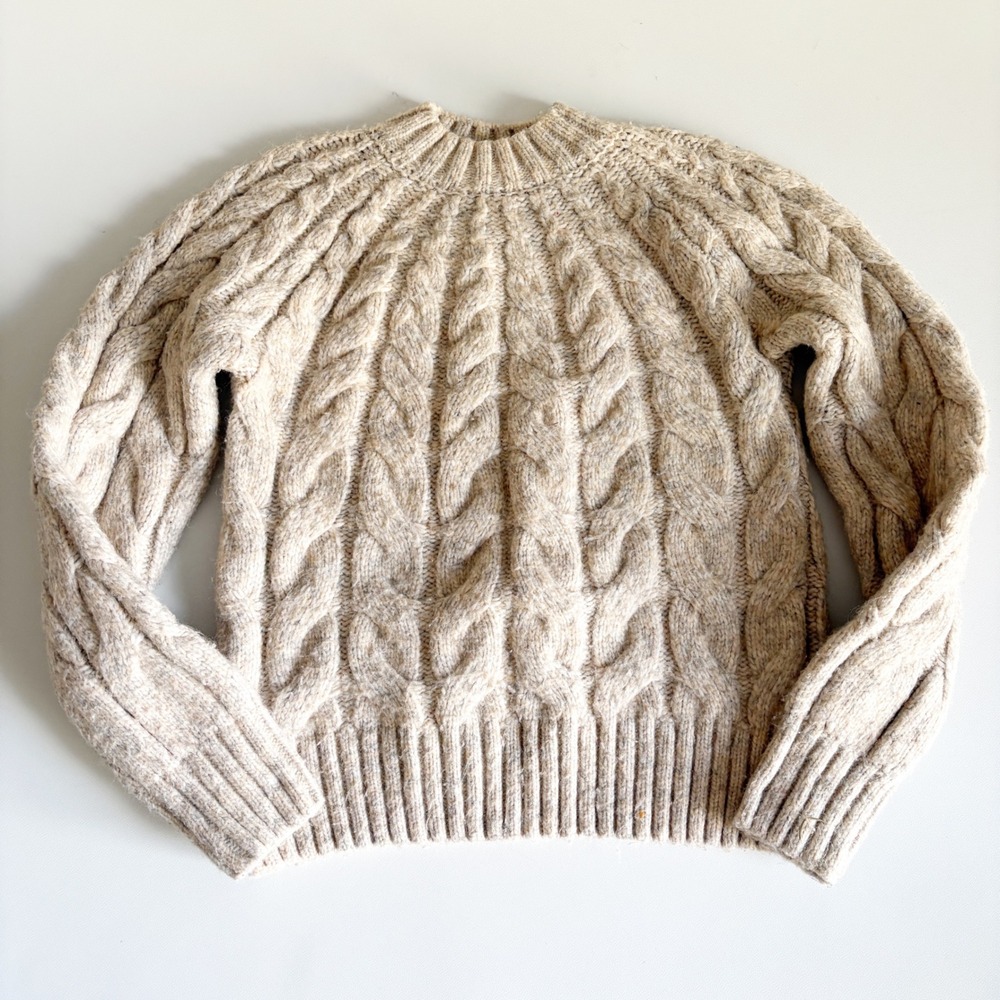 Mayoral Kids Oatmeal Beige Cable Knit Neutral Fisherman Crewneck Sweater Size 14